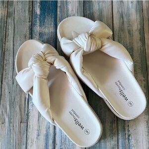 wellsfountn comfort slides white knot top size ladies 9